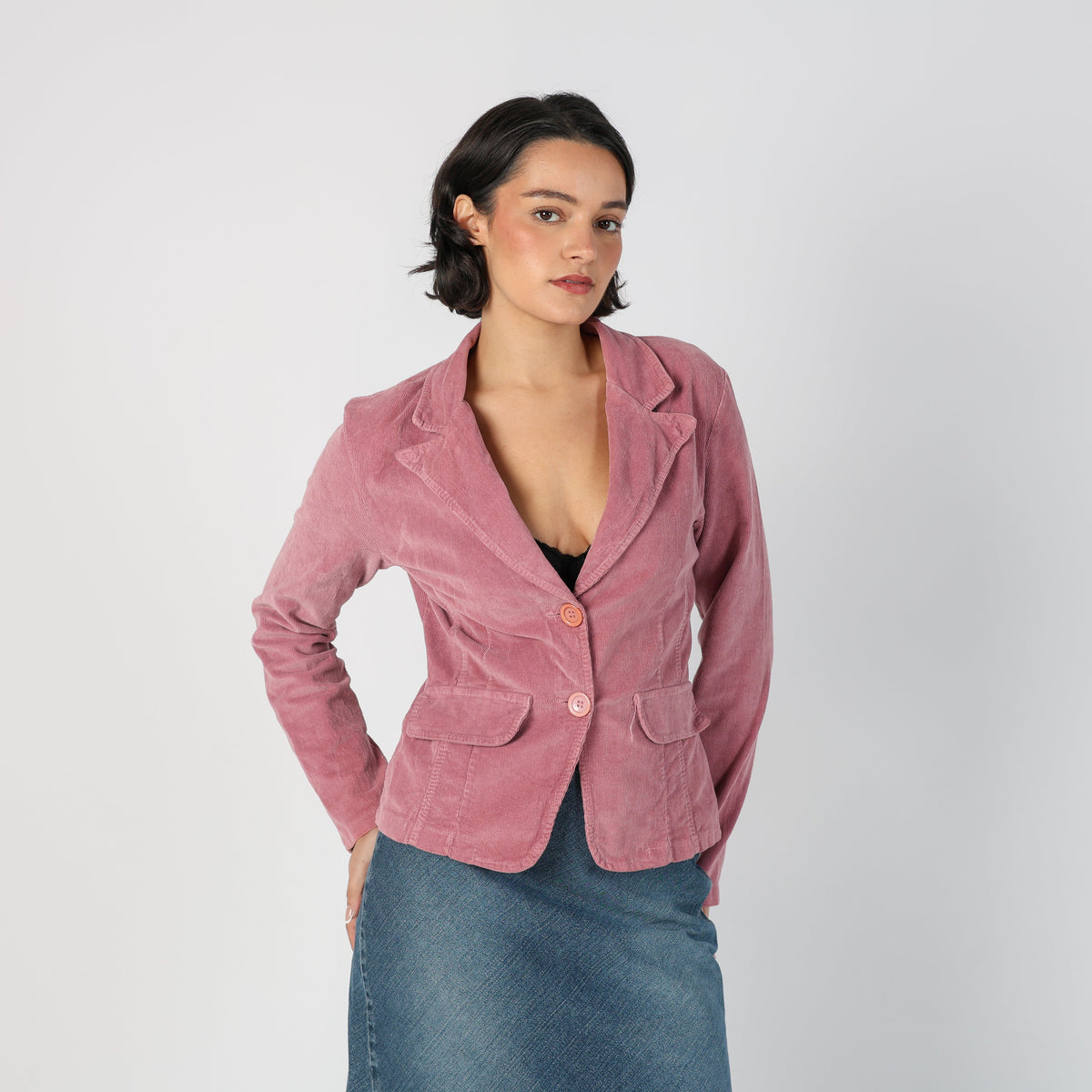 Baby Pink Y2K Cord Jacket (S)