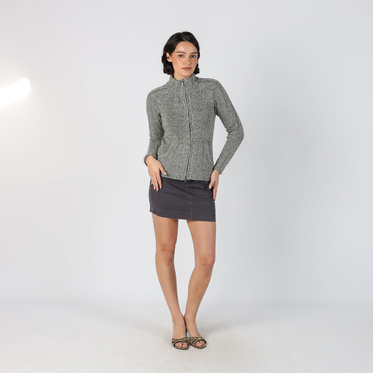 Charcoal Grey Y2K s.Oliver Denim Mini Skirt (M)