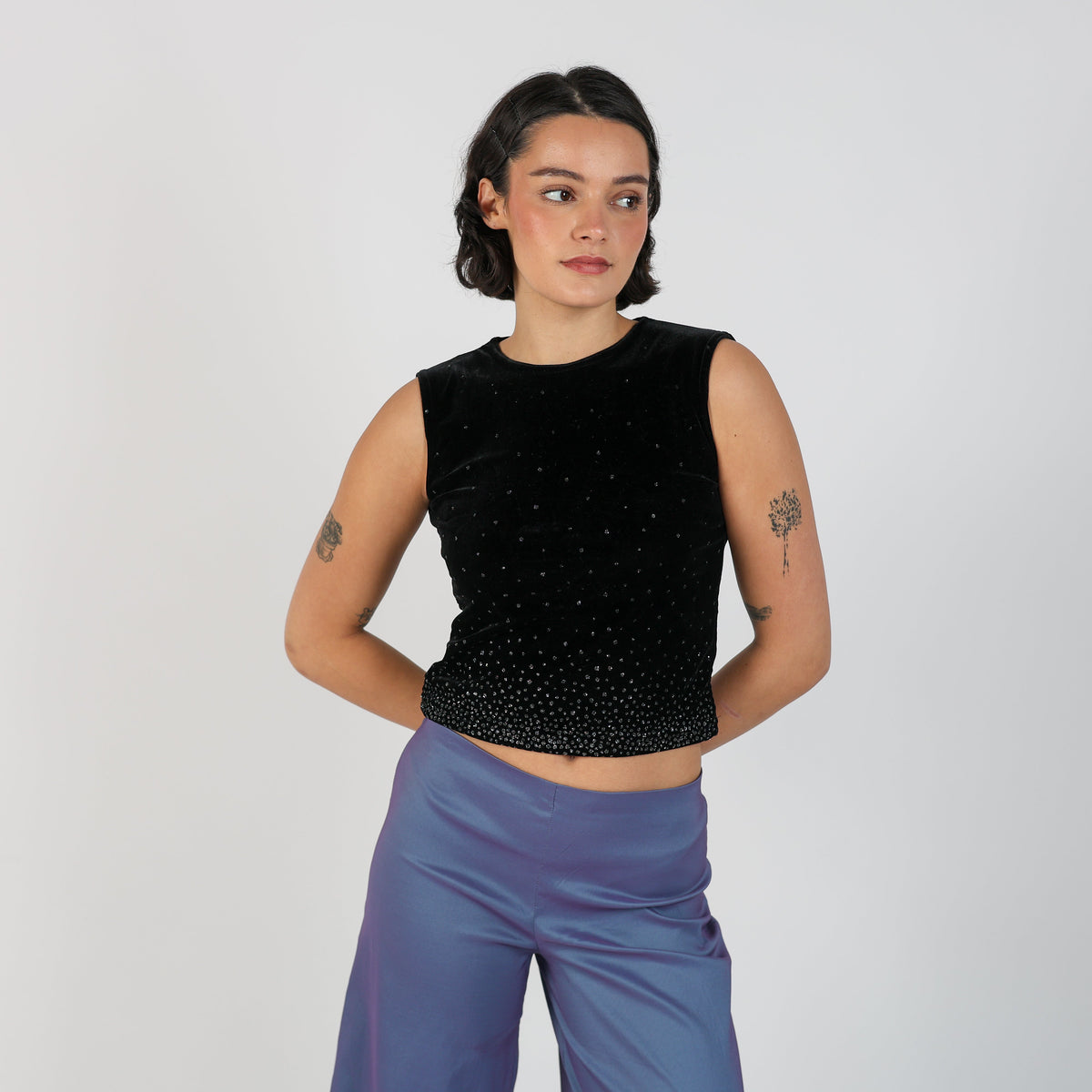 Black Y2K Specchio Woven Vest (XS)