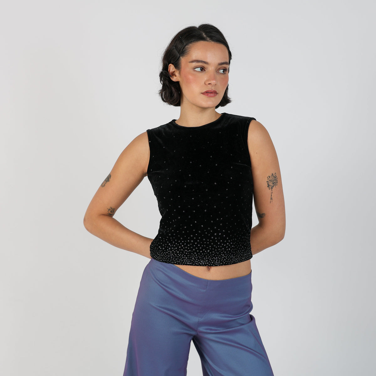 Black Y2K Specchio Woven Vest (XS)