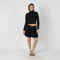 Black Y2K Woven Mini Skirt (S)