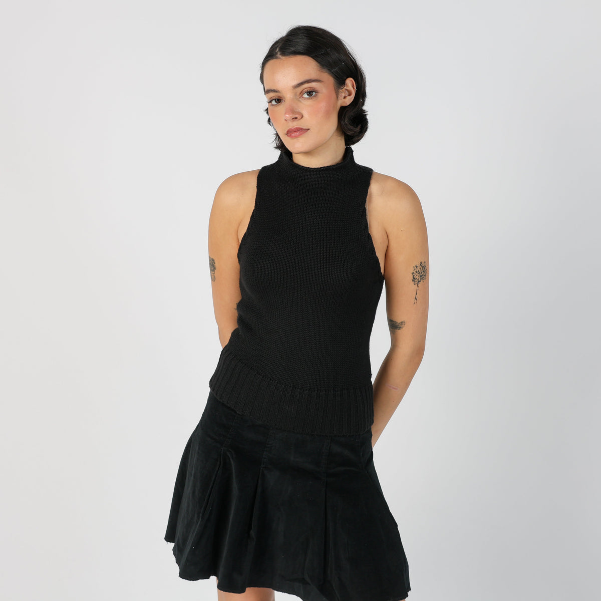 Black Y2K Motivi Knitted Vest (XS)