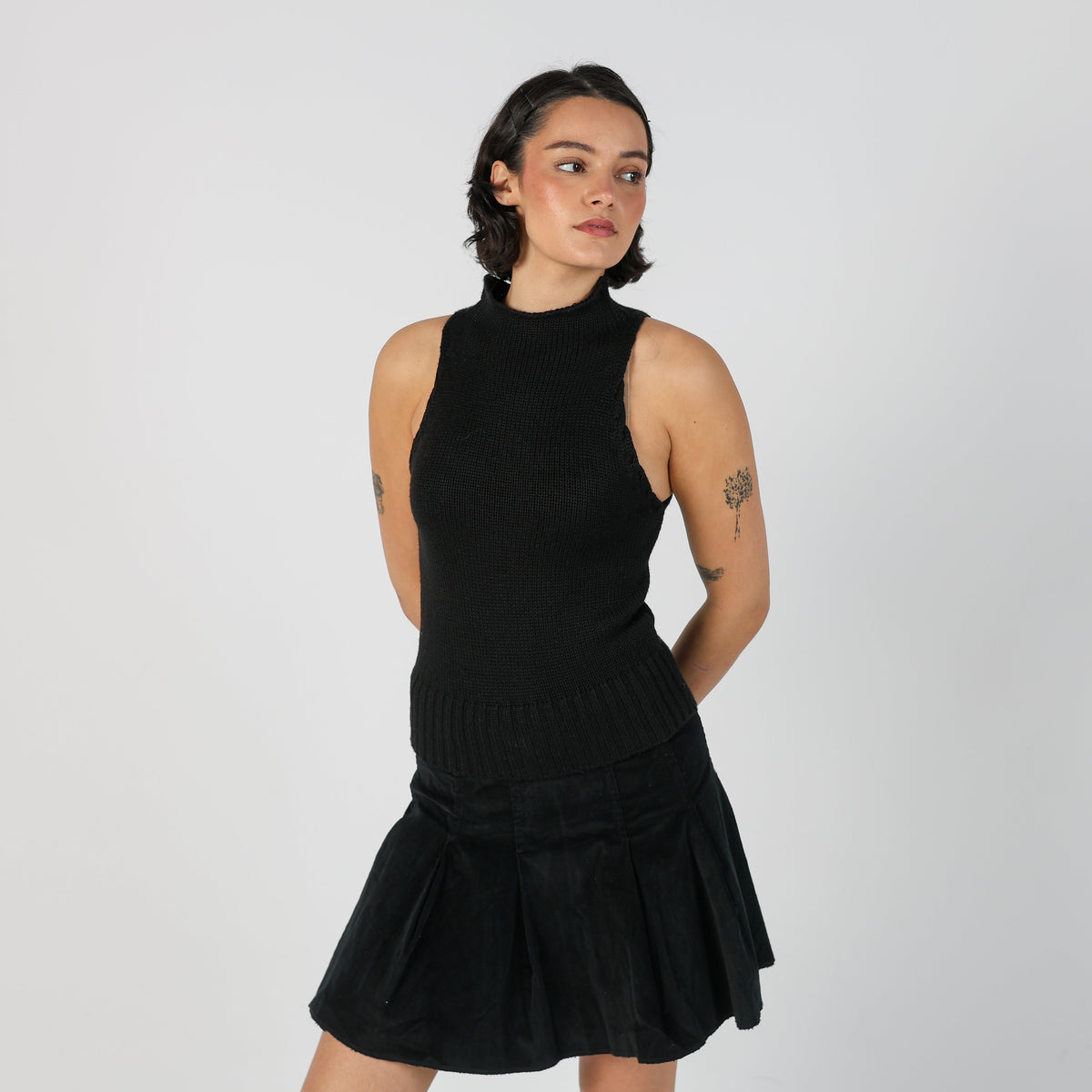 Black Y2K Motivi Knitted Vest (XS)