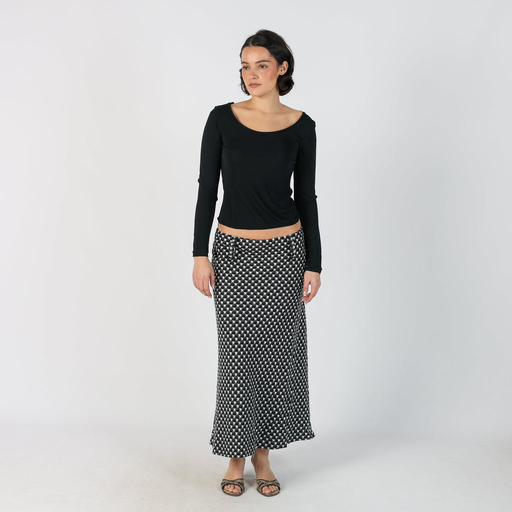 Black Y2K Ewaco Woven Maxi Skirt (M)