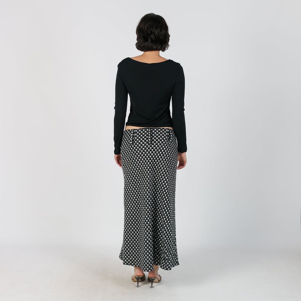 Black Y2K Ewaco Woven Maxi Skirt (M)