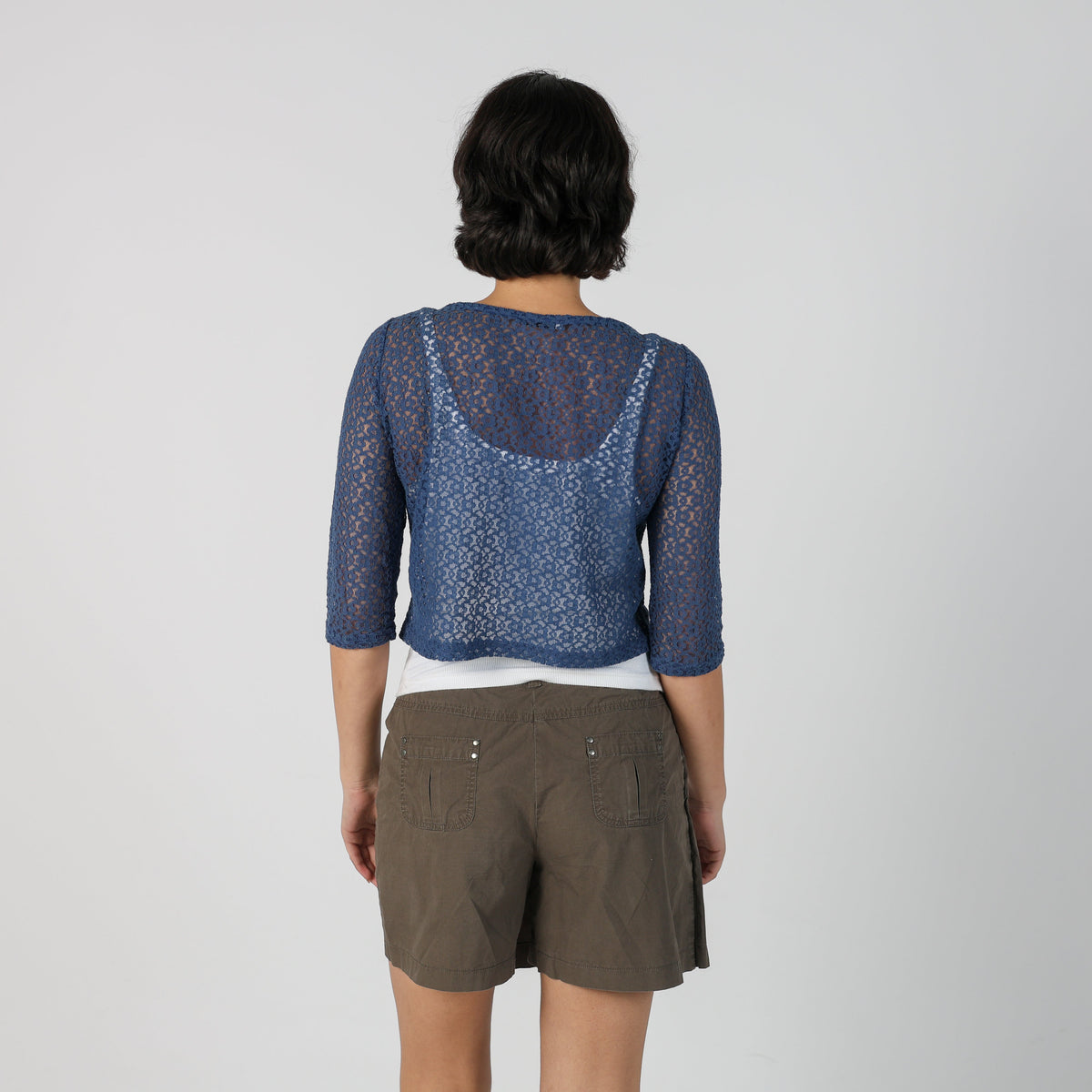 Blue Y2K Made in Italy Lace Cardigan (S)