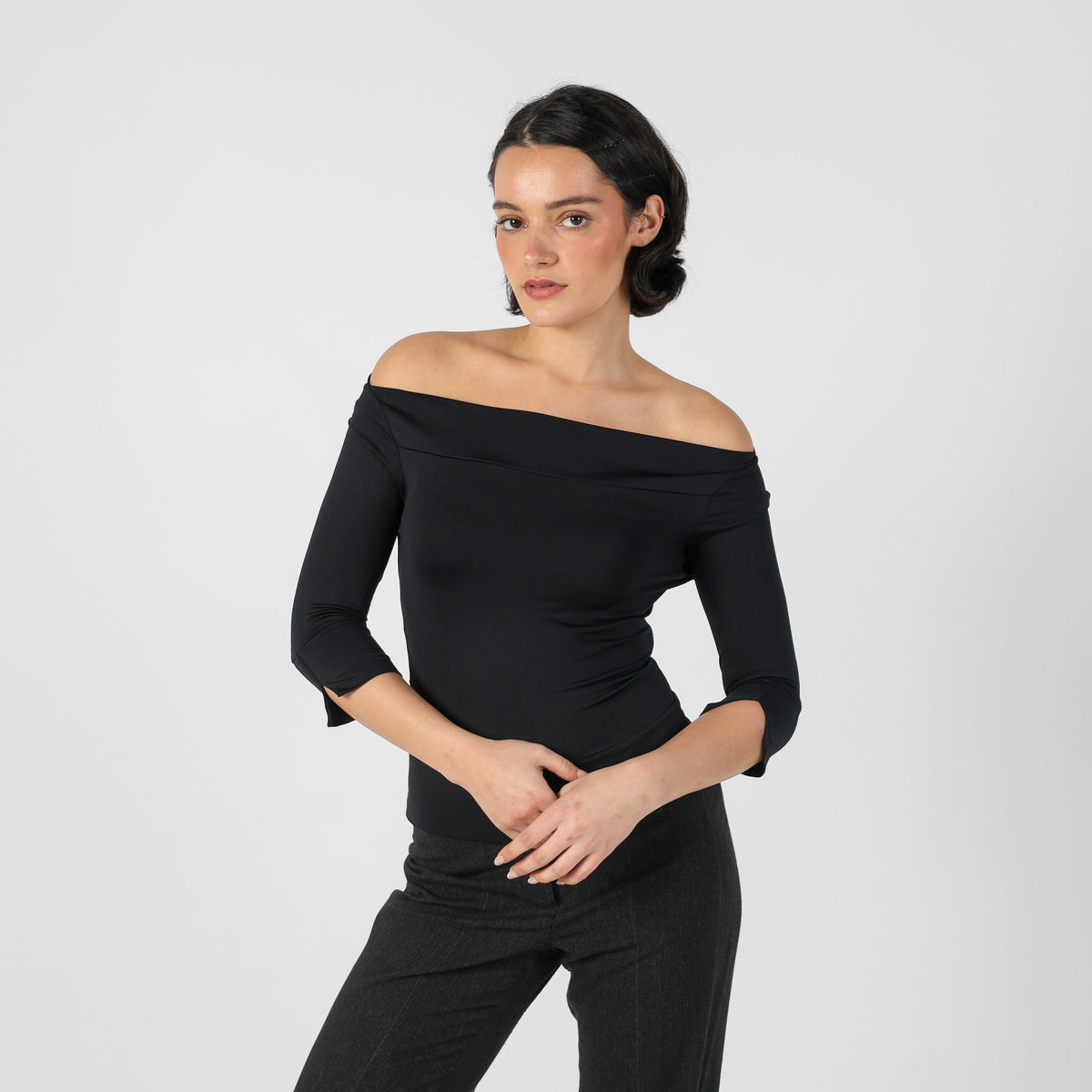 Black Y2K Blu Sand Bardot Top (S)
