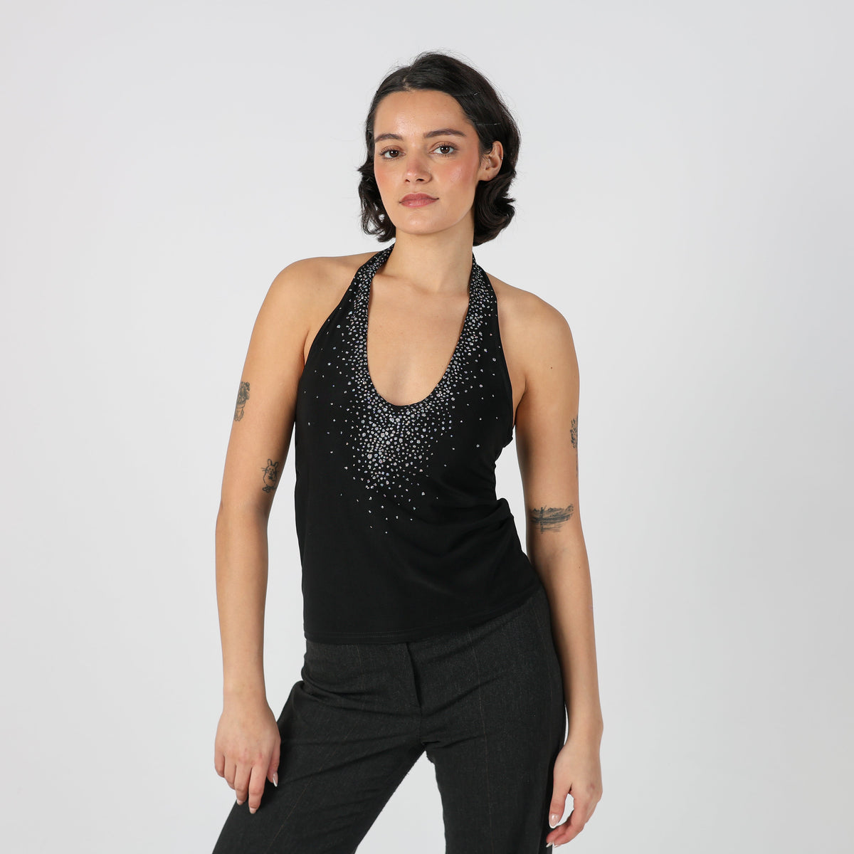 Black Y2K Woven Top (XS)