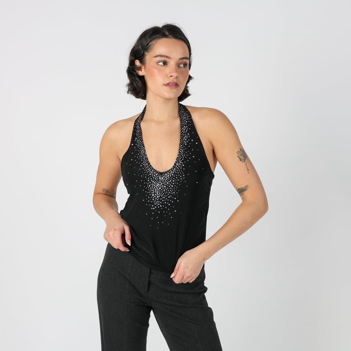 Black Y2K Woven Top (XS)