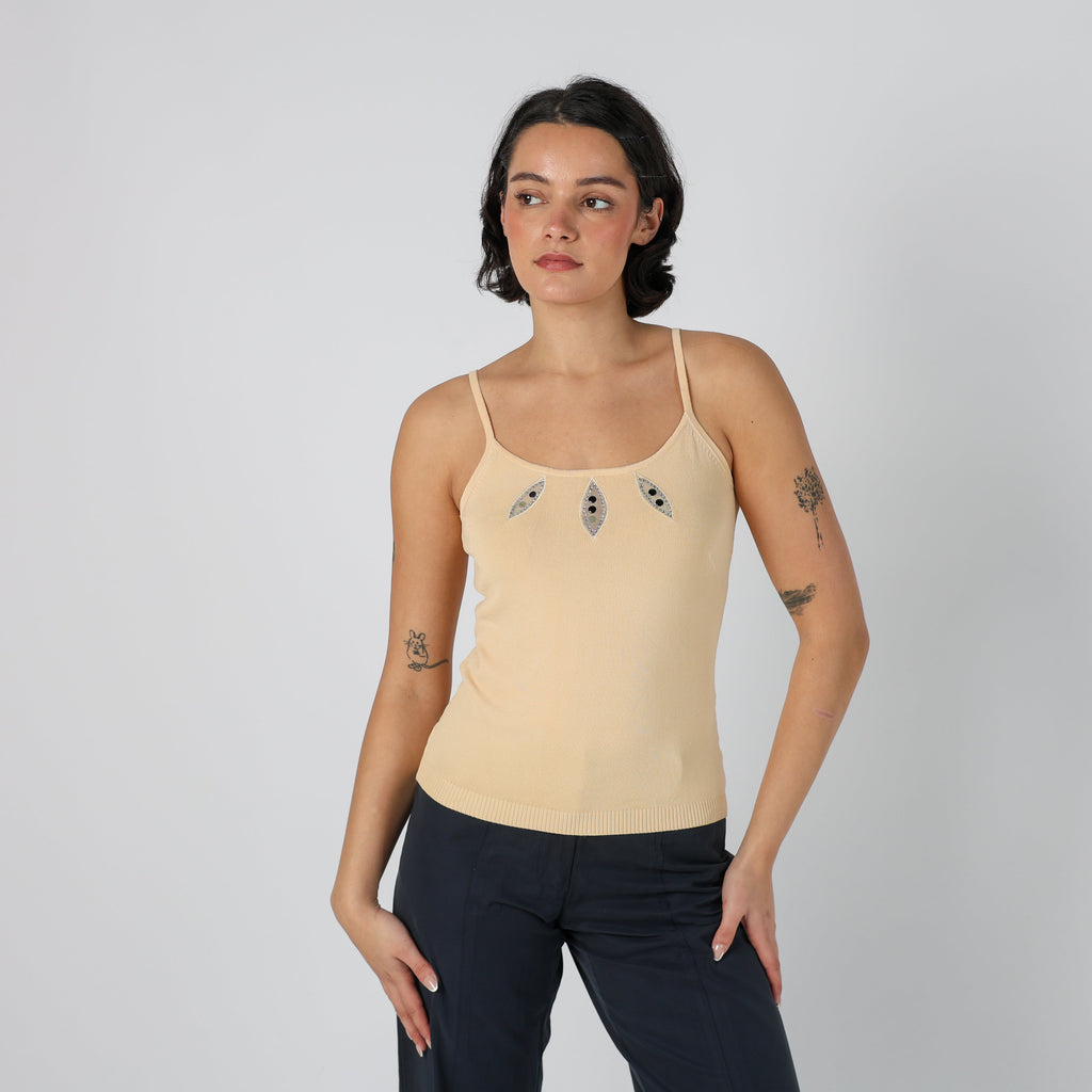 Beige Y2K Evis Cami (XS)