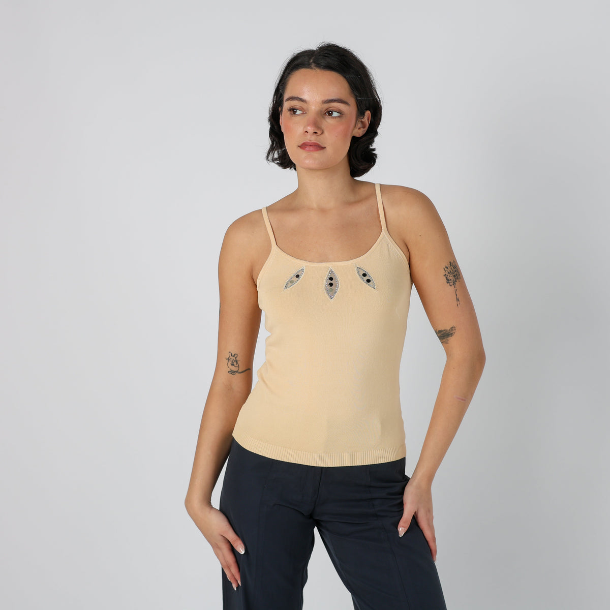 Beige Y2K Evis Cami (XS)