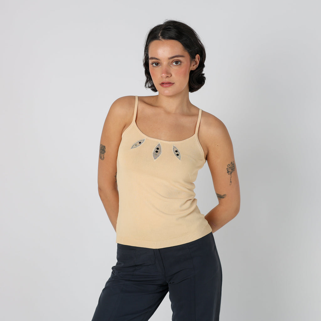 Beige Y2K Evis Cami (XS)