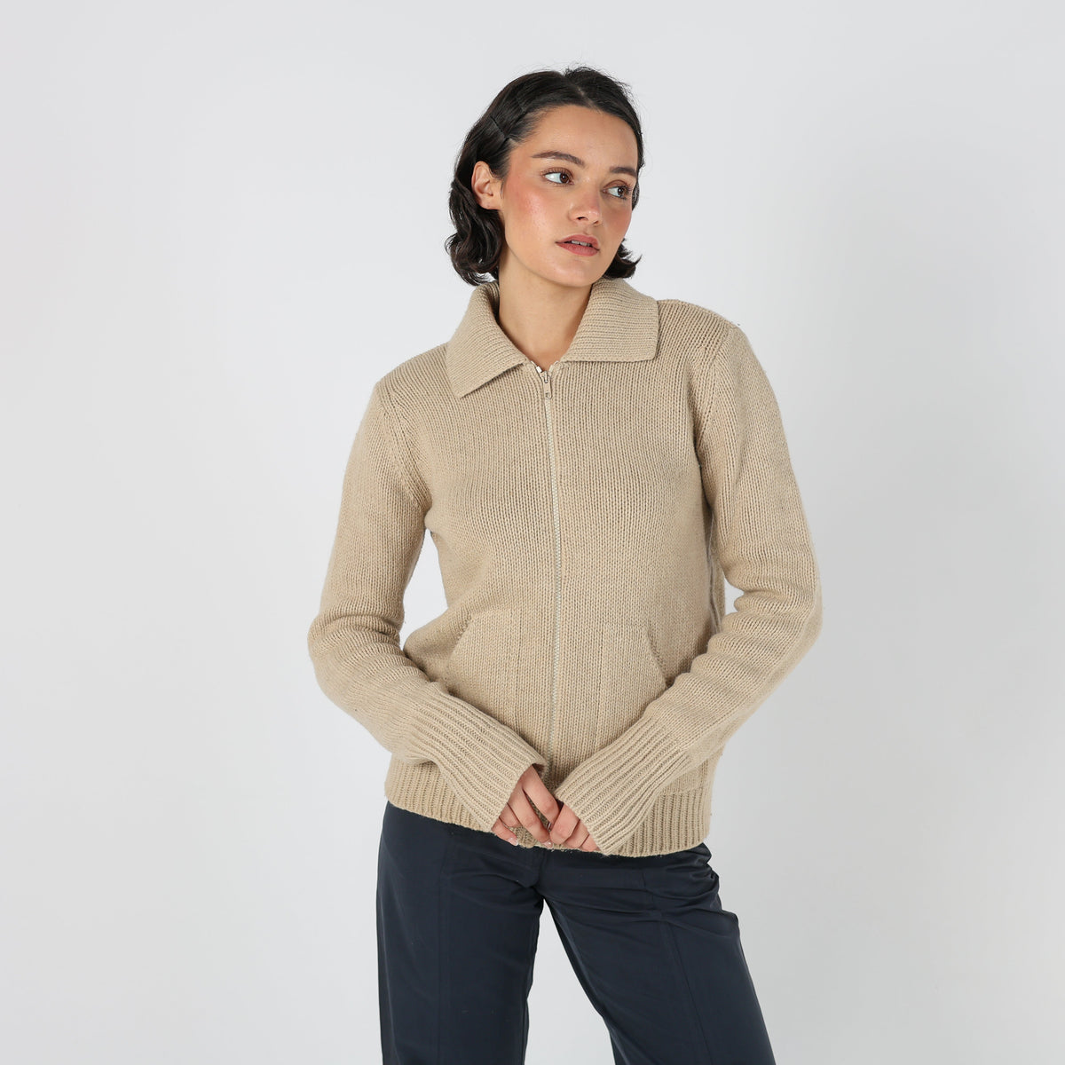 Beige Y2K Made in Italy Knitted Jumper (S)