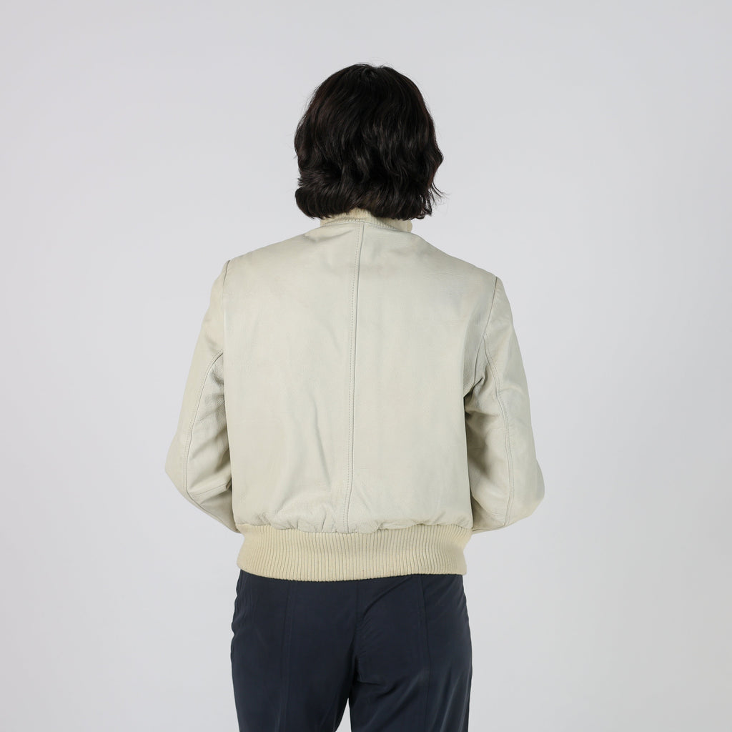 Cream Y2K Leather Jacket (S)