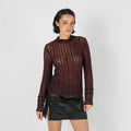 Brown Y2K Marella Long Sleeve Top Sheer (S)