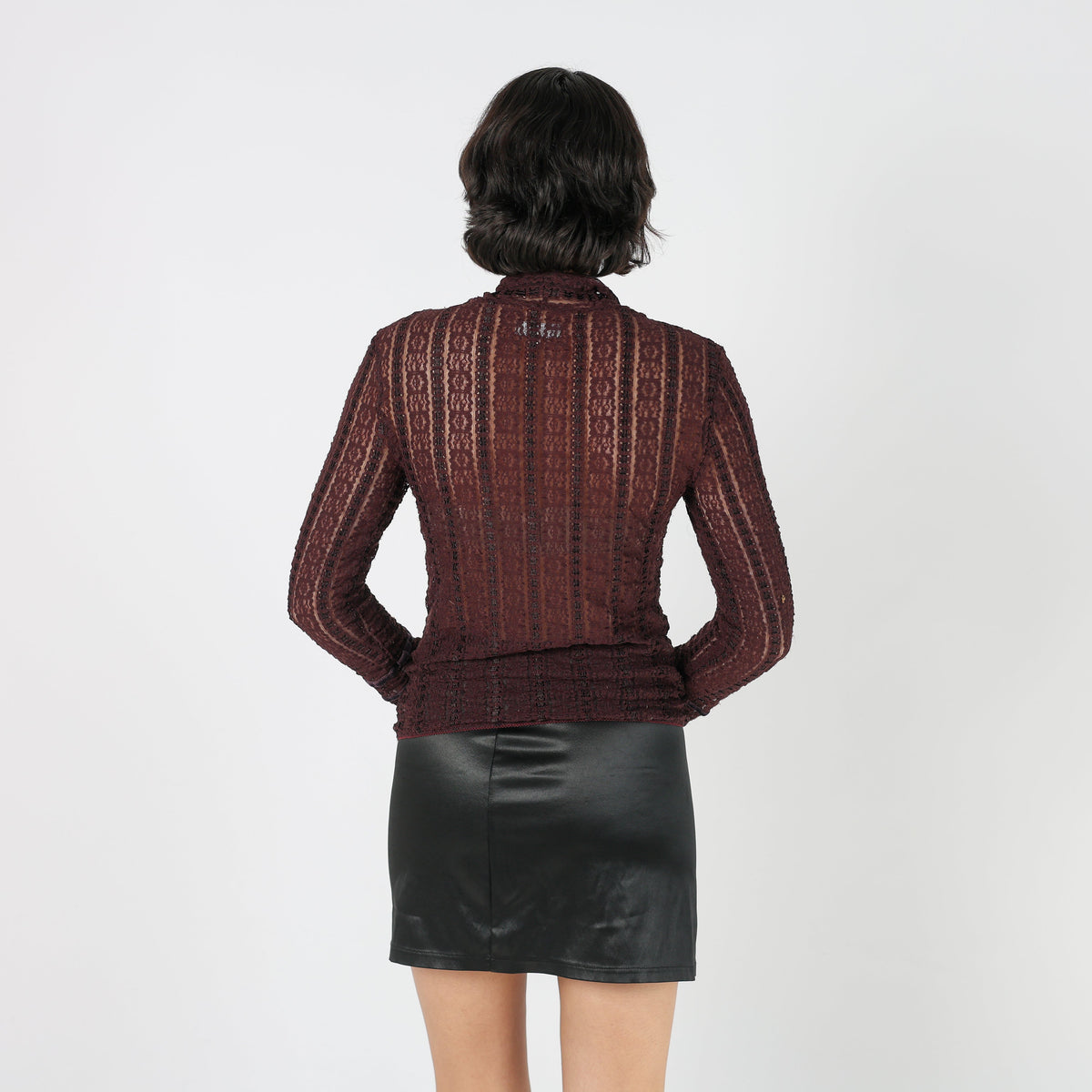 Brown Y2K Marella Long Sleeve Top Sheer (S)