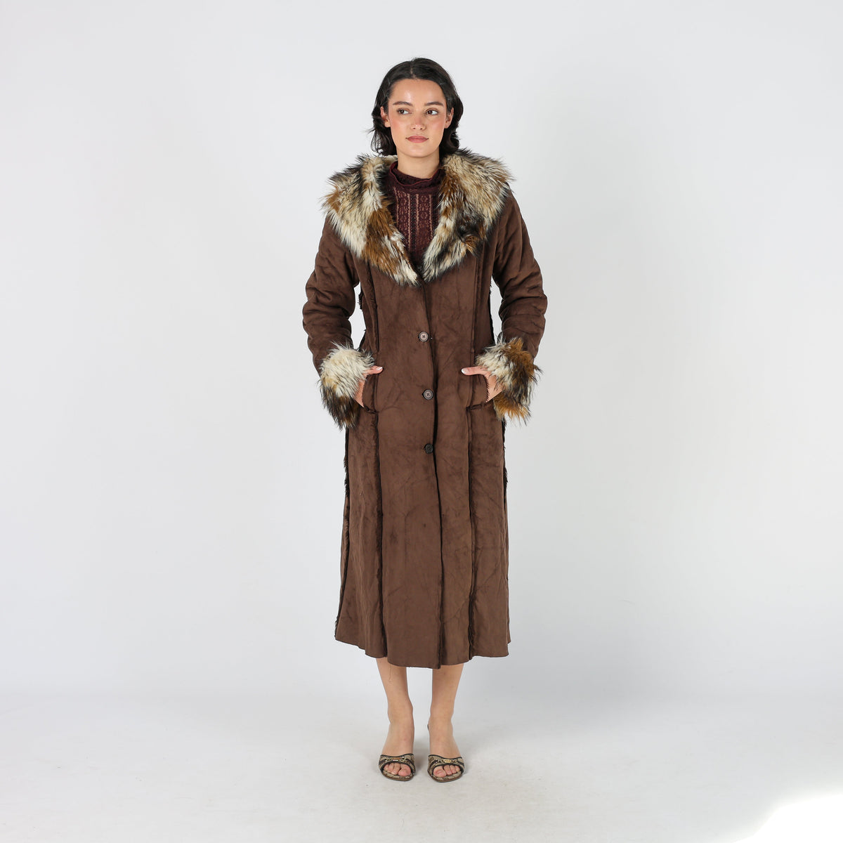 Brown Y2K Afghan Coat (M)