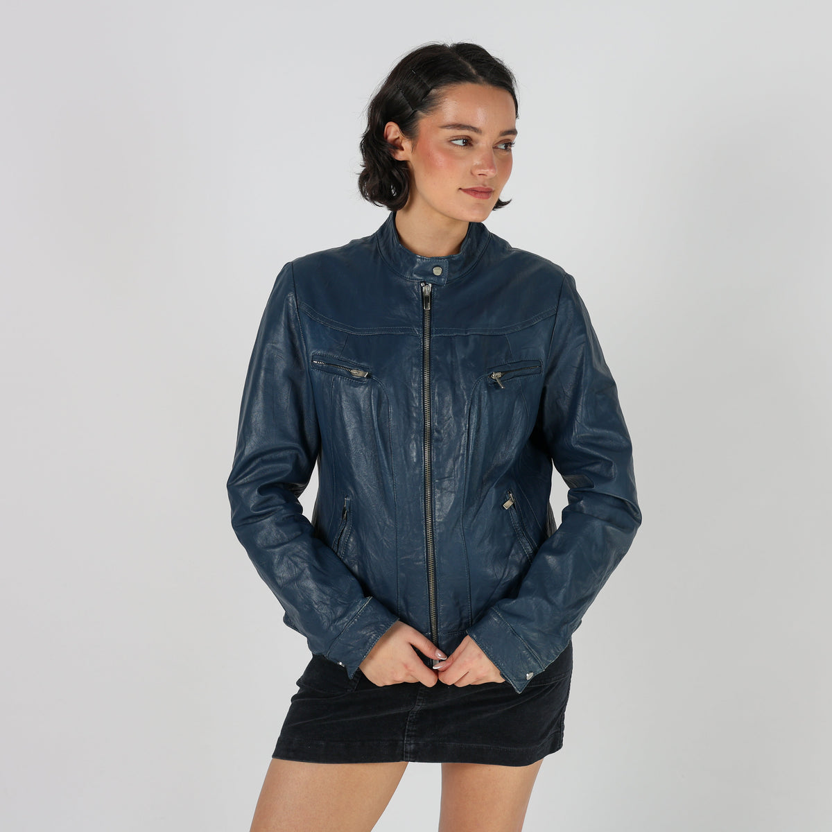 Navy Blue Y2K Kocca Leather Trousers (S)