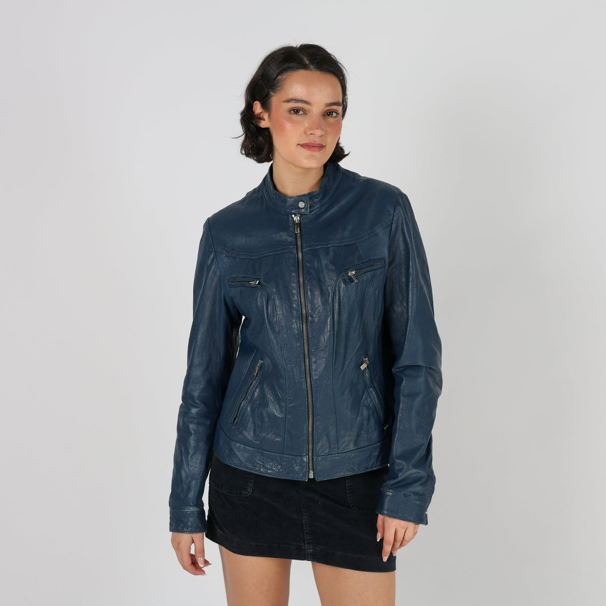 Navy Blue Y2K Kocca Leather Trousers (S)