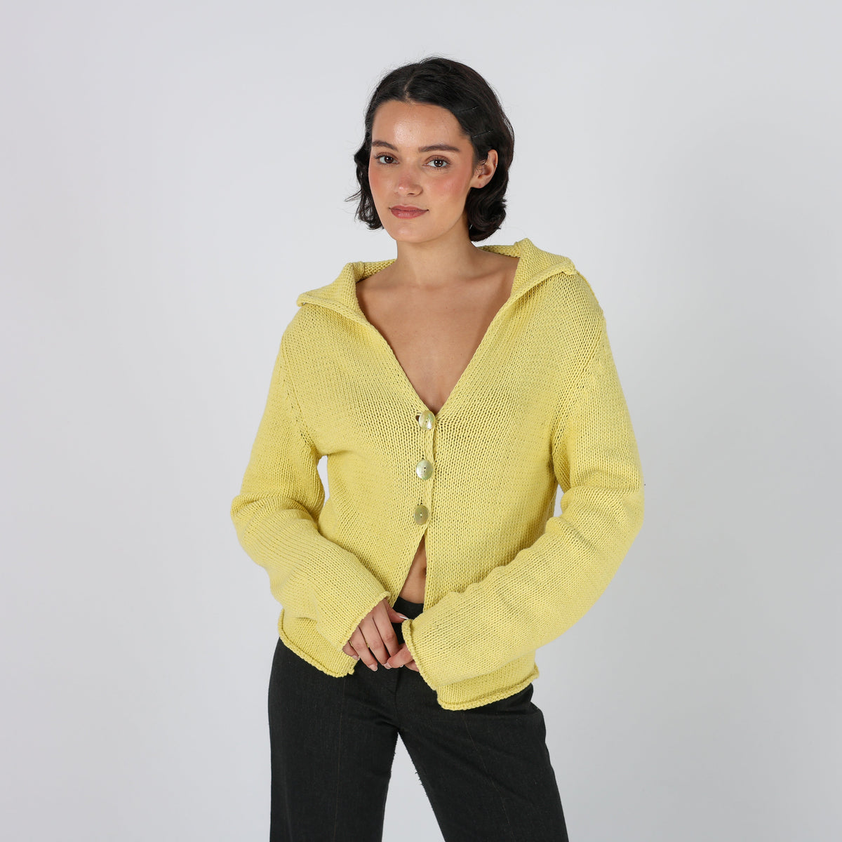 Yellow Y2K Stefanel Knitted Jumper (S)