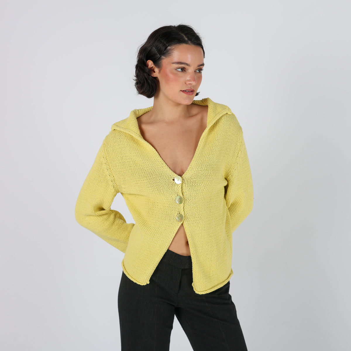 Yellow Y2K Stefanel Knitted Jumper (S)