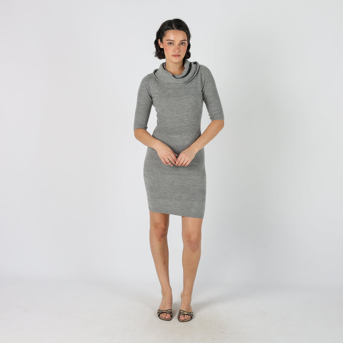 Grey Y2K Massimo Rebecchi Knitted Mini Dress (S)