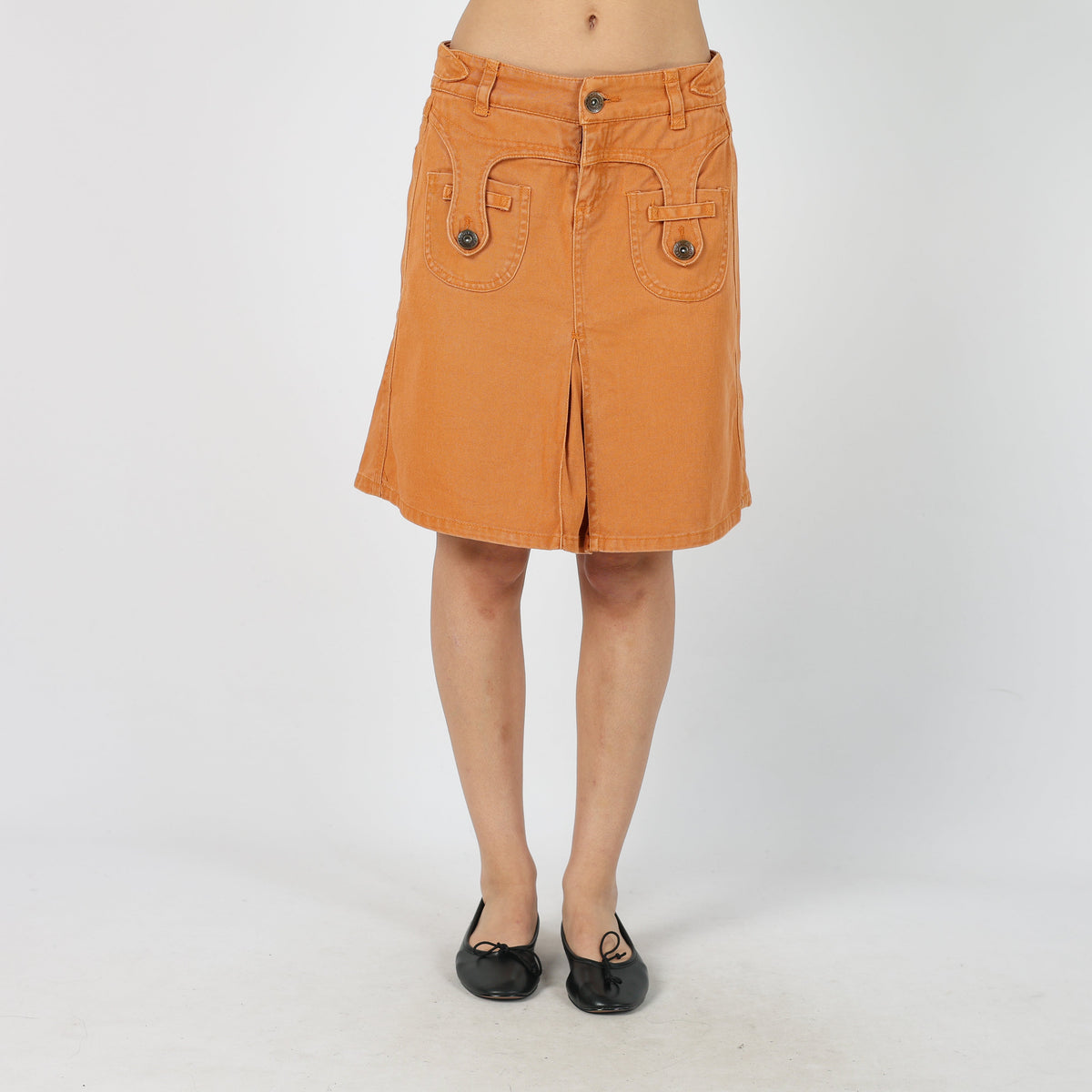Orange Y2K Alcott Denim Midi Skirt (S)