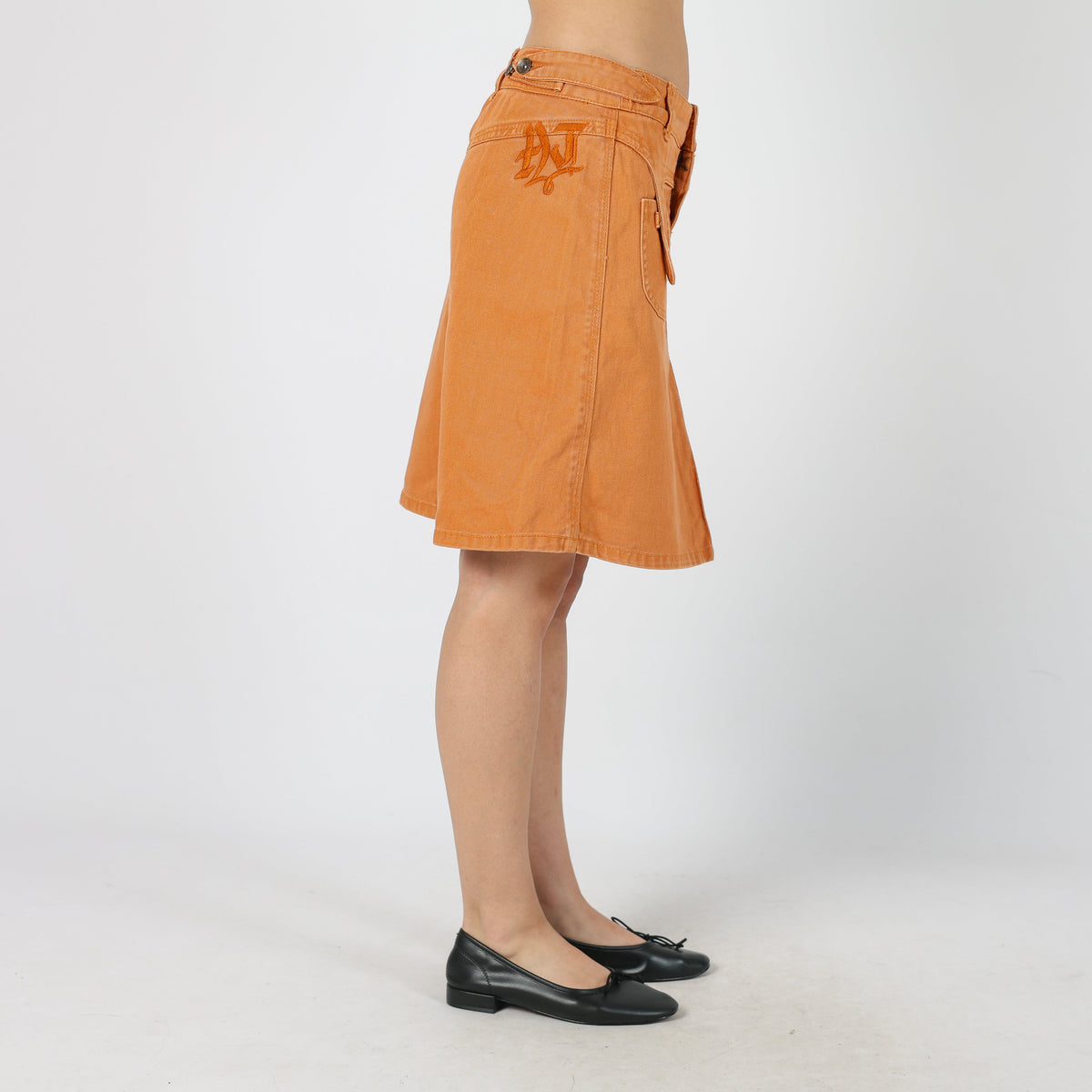 Orange Y2K Alcott Denim Midi Skirt (S)