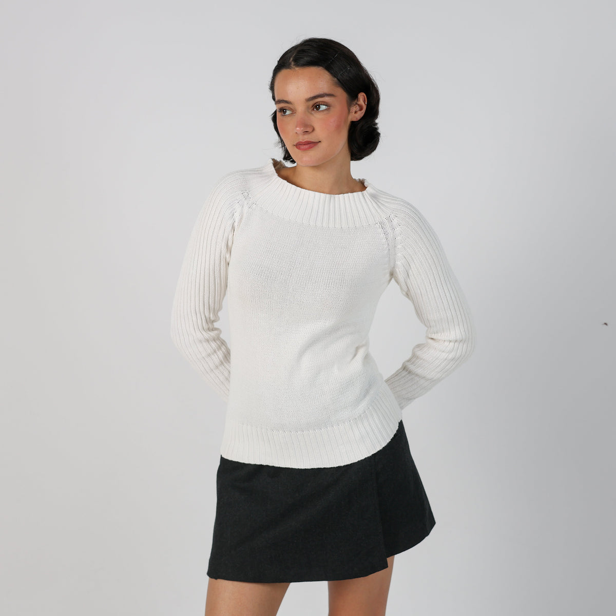 White Y2K Terranova Knitted Jumper (S)