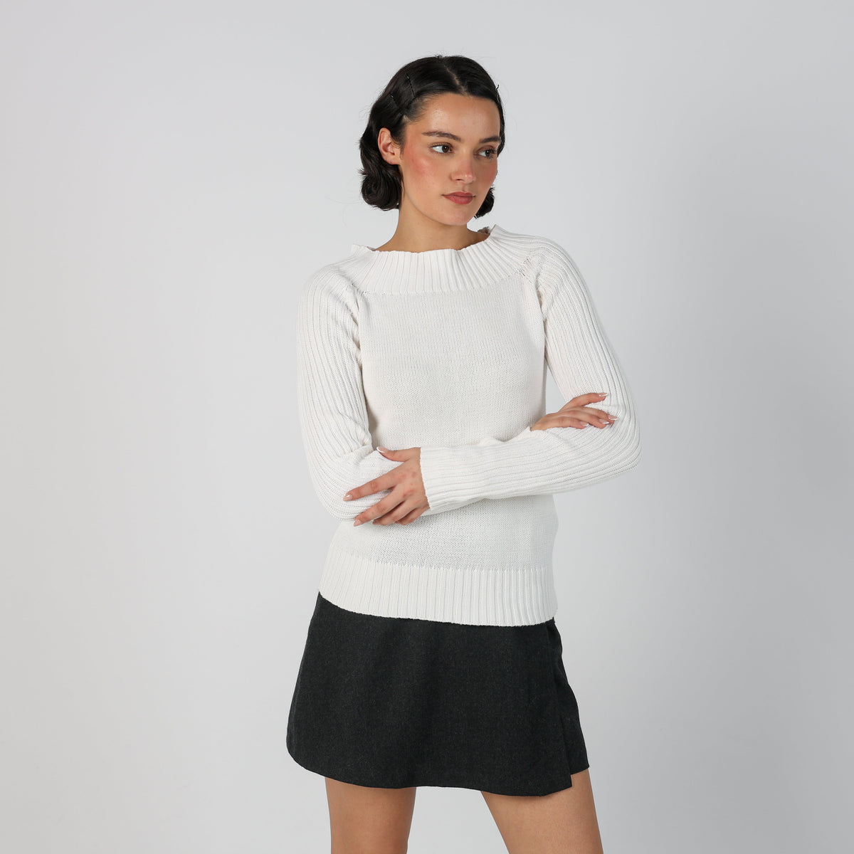 White Y2K Terranova Knitted Jumper (S)