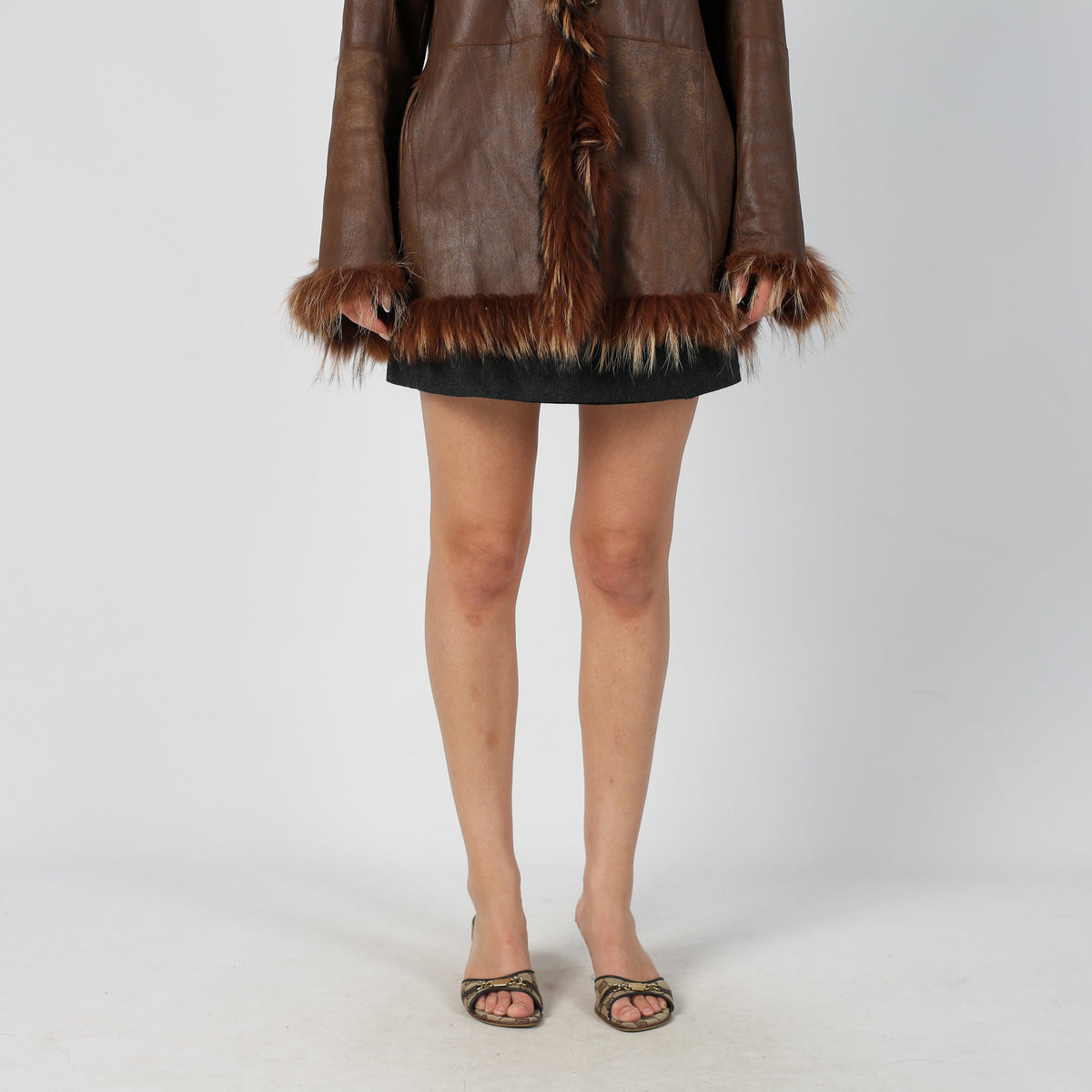 Brown Y2K Afghan Coat Faux Fur (M)