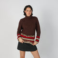 Brown Y2K Knitted Jumper Wool Blend (S)