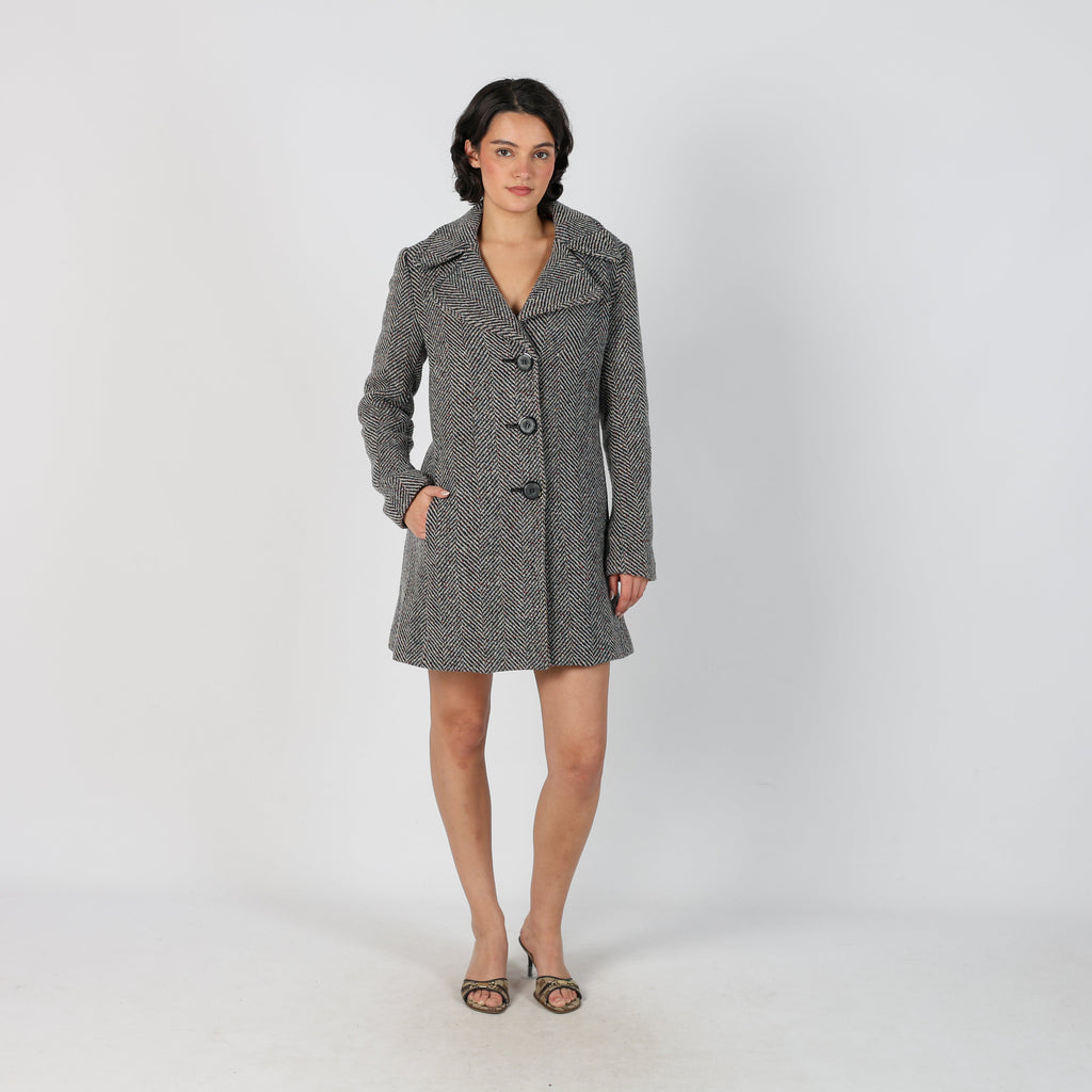 Navy Blue Y2K Miss Sixty Coat Wool Blend (S)