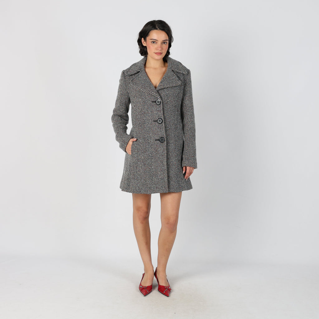 Navy Blue Y2K Miss Sixty Coat Wool Blend (S)