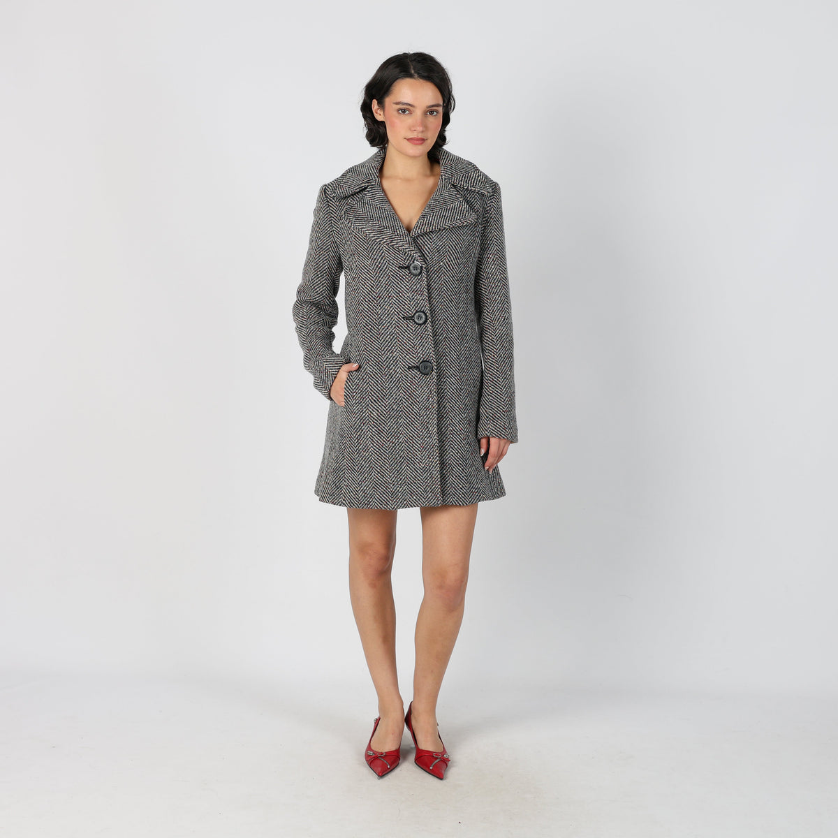 Navy Blue Y2K Miss Sixty Coat Wool Blend (S)