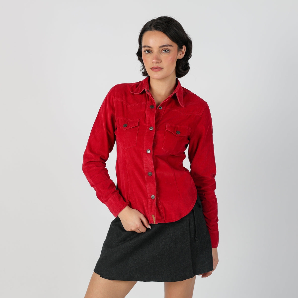 Red Y2K Freesoul Shirt Corduroy (S)