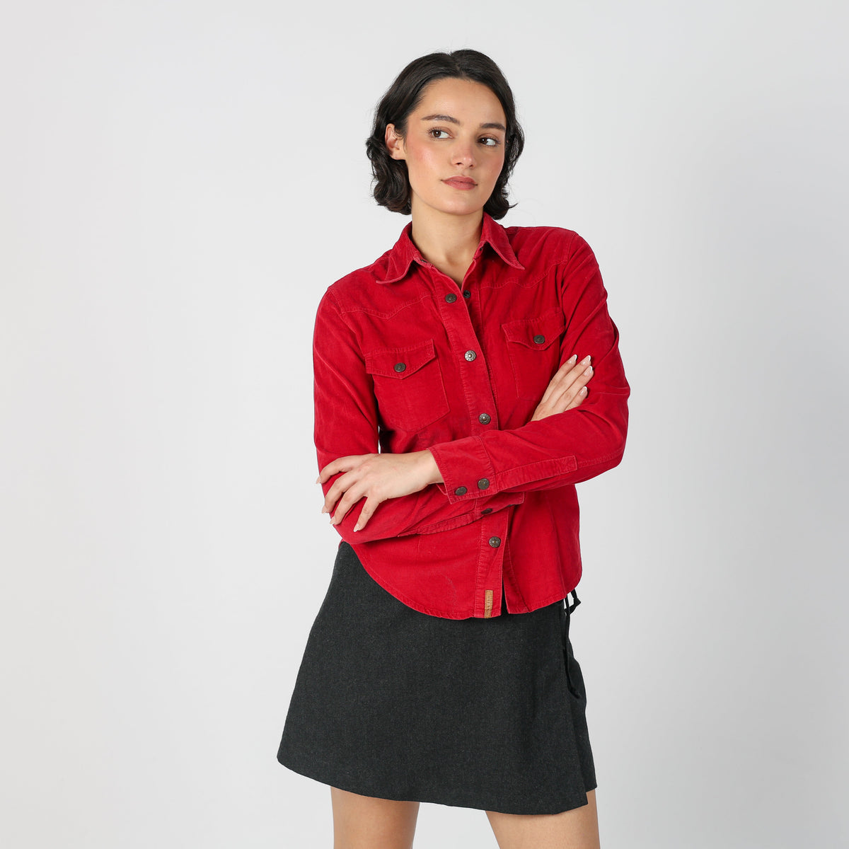 Red Y2K Freesoul Shirt Corduroy (S)