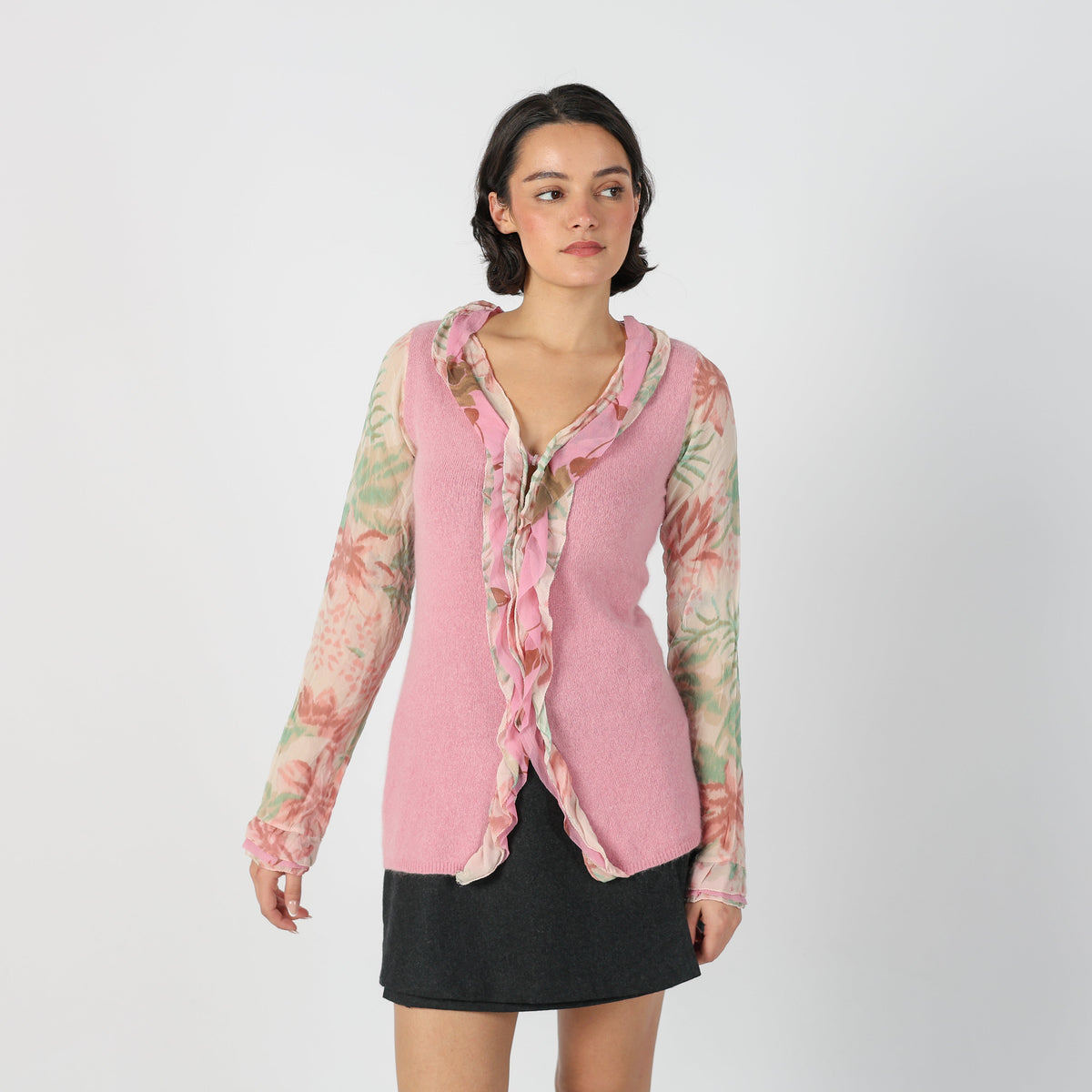 Baby Pink Y2K Twinset Knitted Top (S)