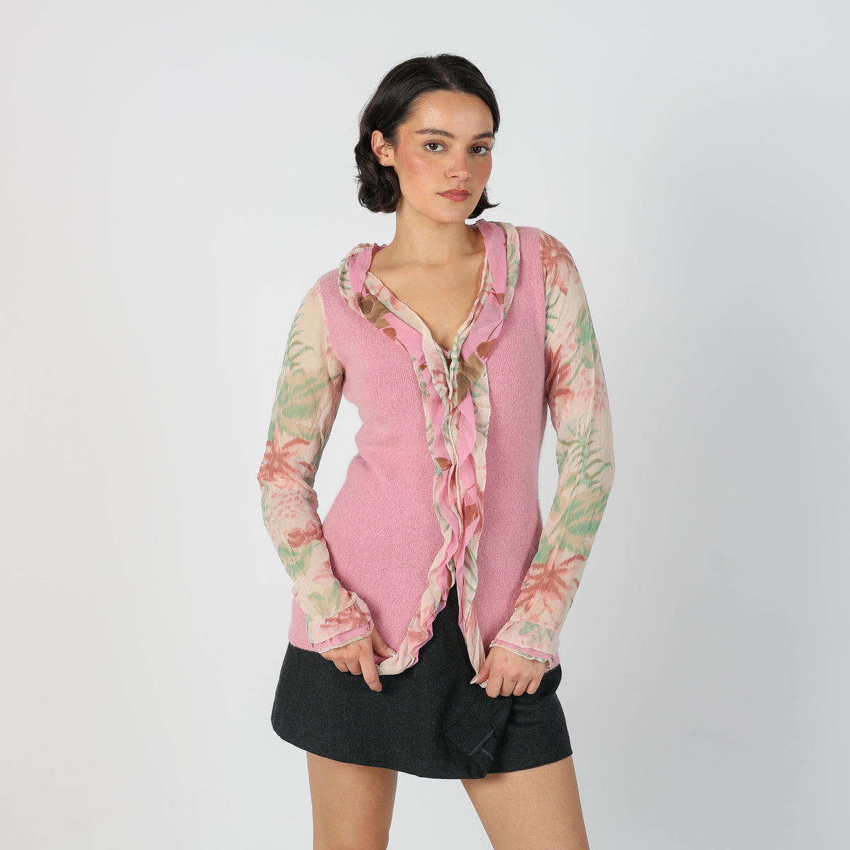 Baby Pink Y2K Twinset Knitted Top (S)
