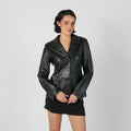 Black 90s Made in Italy Leather Jacket (S)