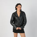 Black Y2K Conbipel Leather Jacket Lamb (M)