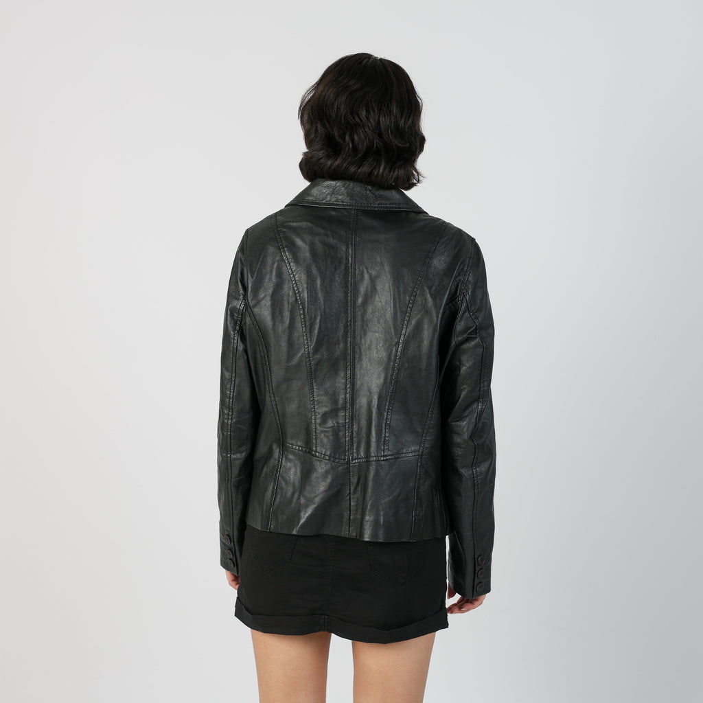 Black Y2K Conbipel Leather Jacket Lamb (M)
