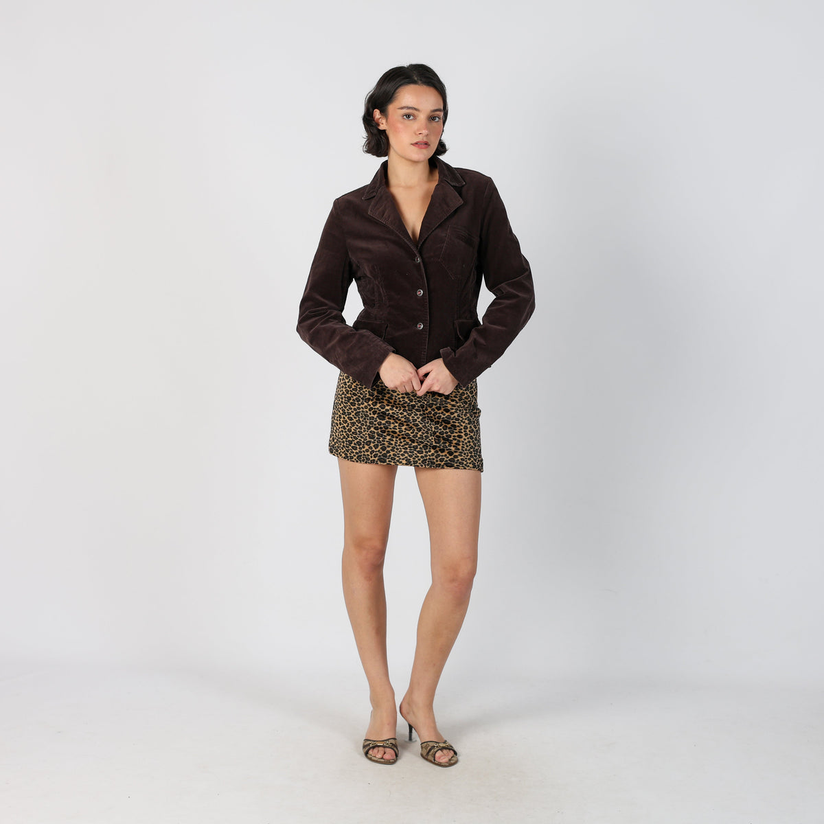 Brown Y2K Made in Italy Woven Mini Skirt (XXS)