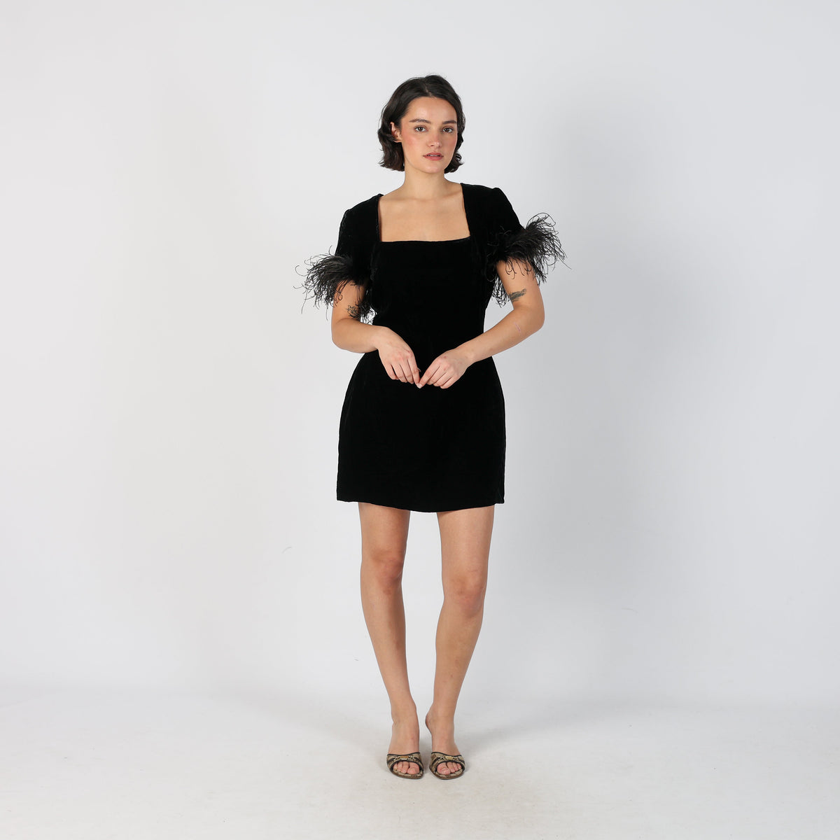 Black Y2K Woven Midi Dress (S)