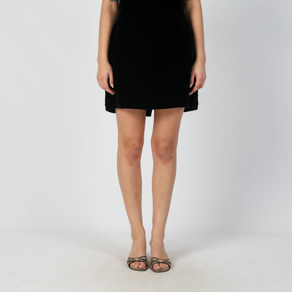 Black Y2K Woven Midi Dress (S)