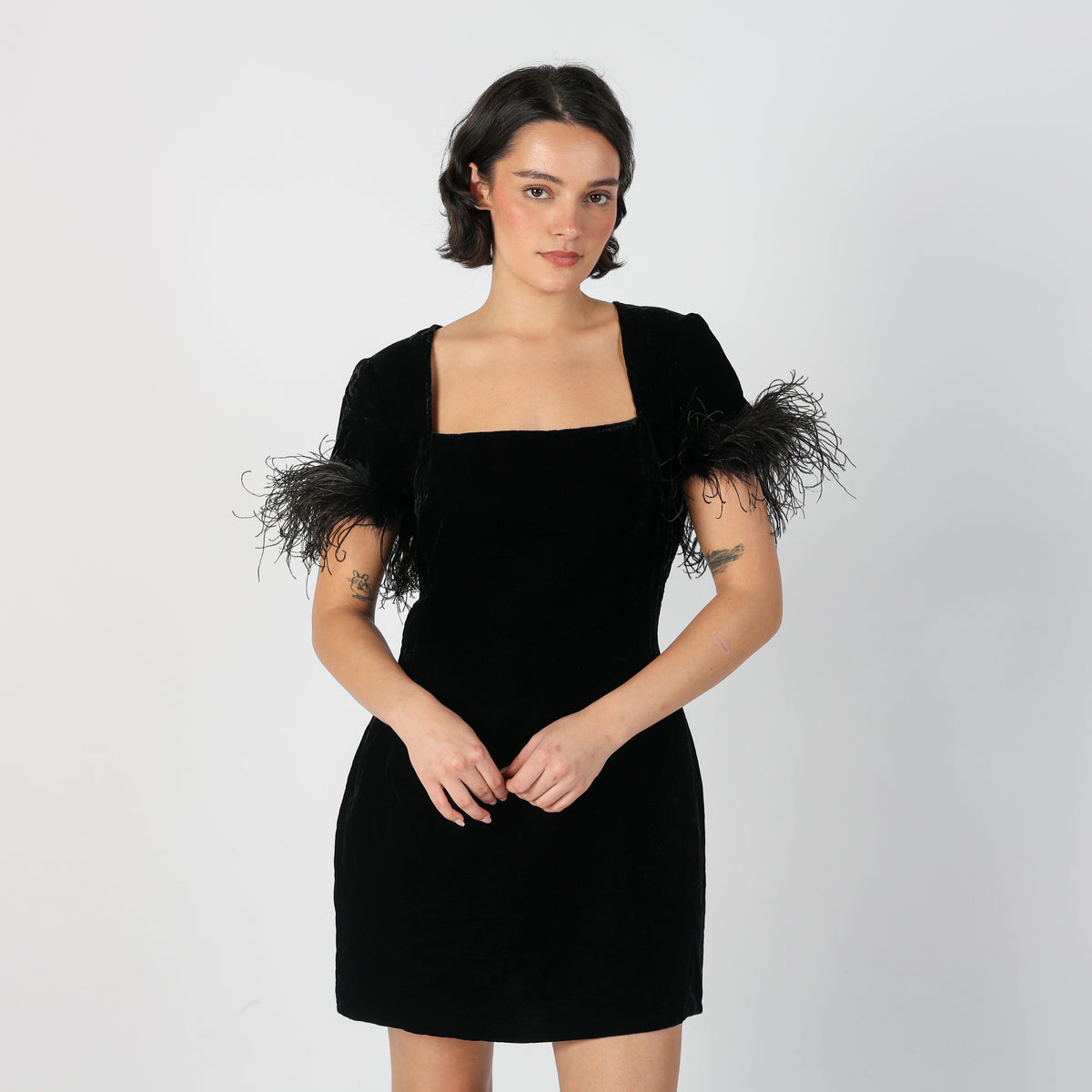 Black Y2K Woven Midi Dress (S)