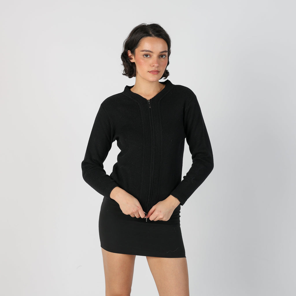 Black Y2K Made in Italy Knitted Jumper Merino Wool (S)