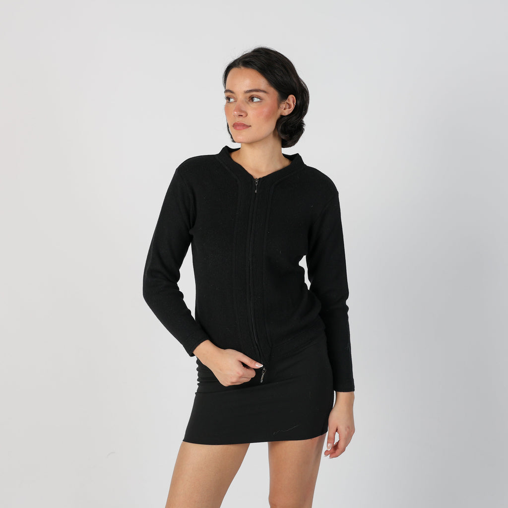 Black Y2K Made in Italy Knitted Jumper Merino Wool (S)