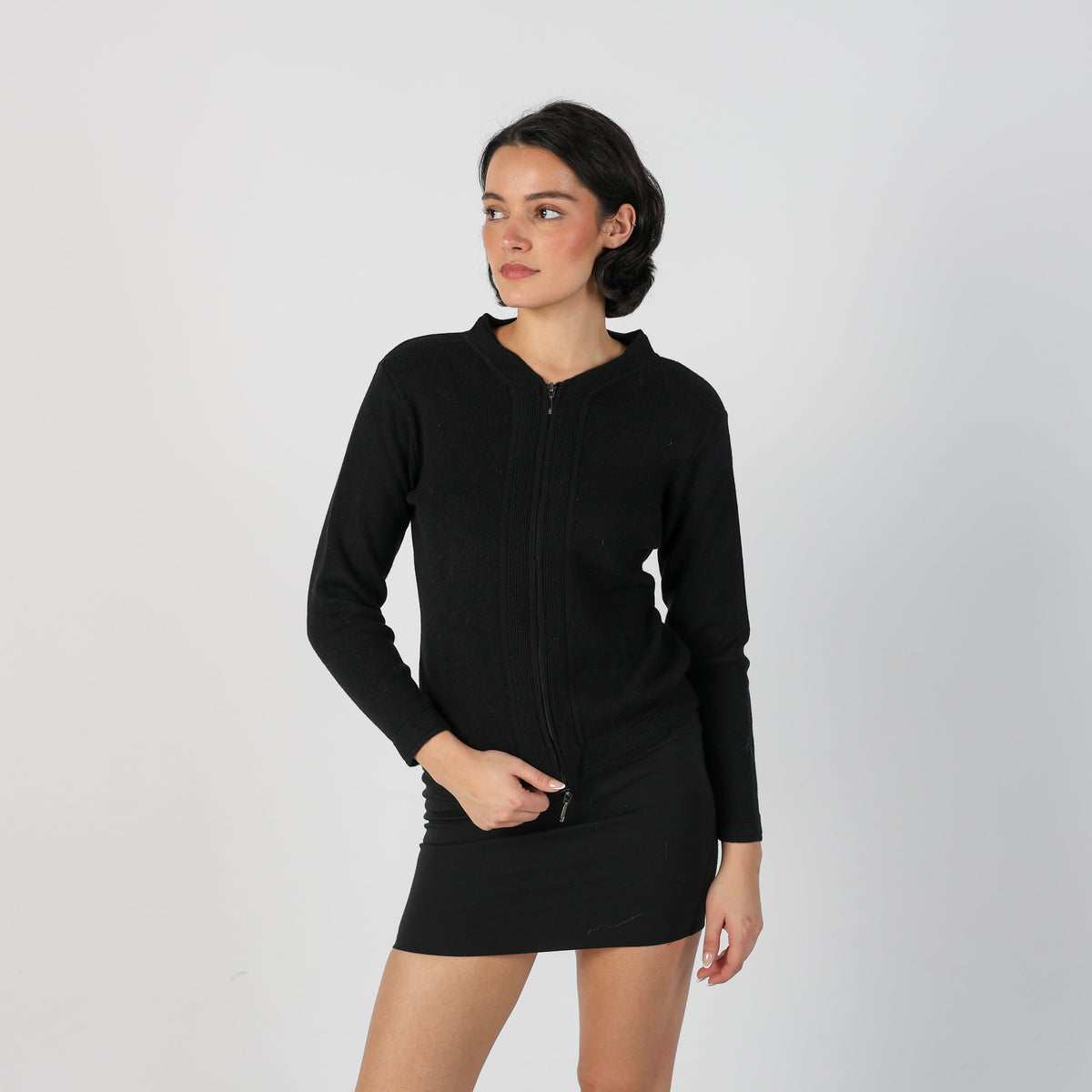 Black Y2K Made in Italy Knitted Jumper Merino Wool (S)