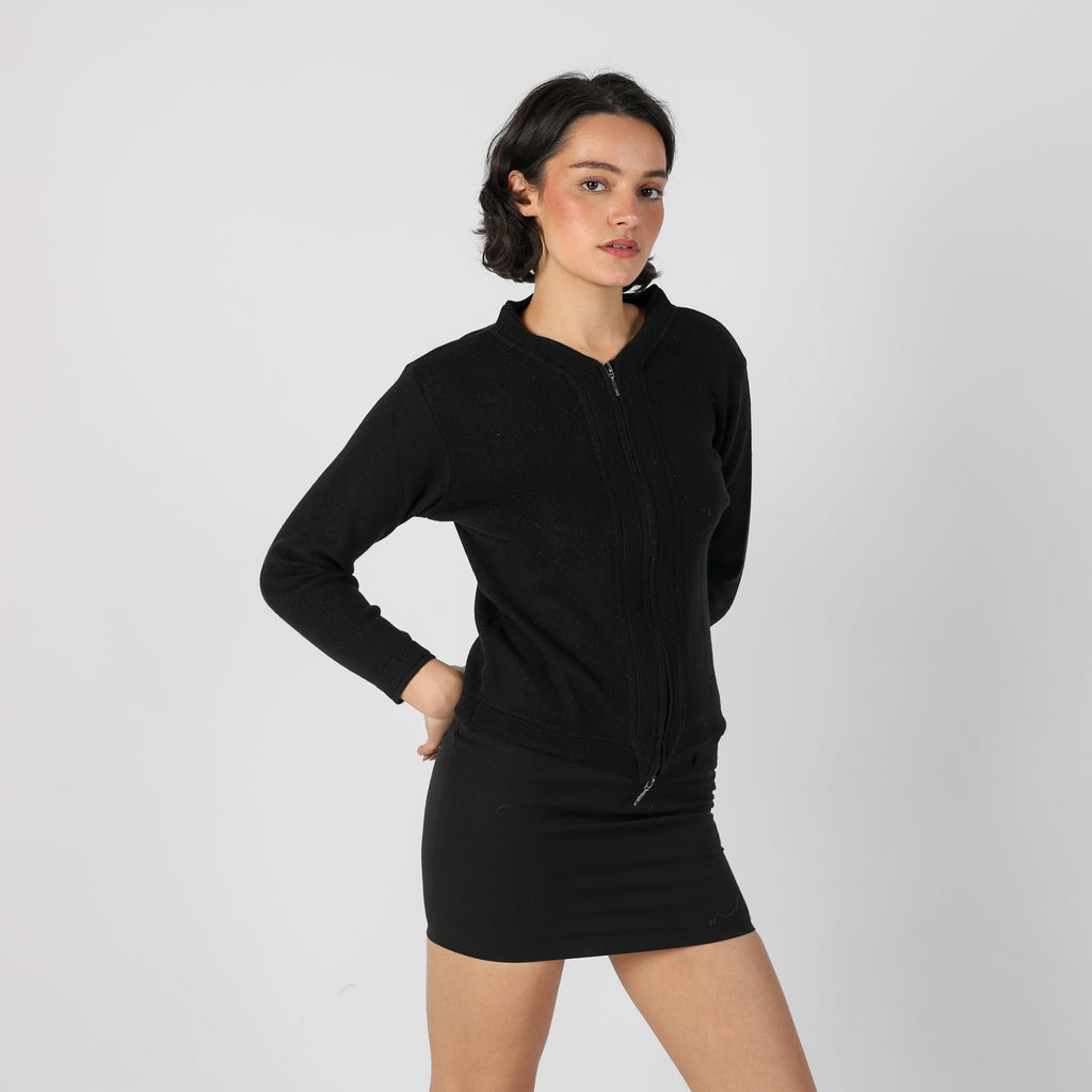 Black Y2K Made in Italy Knitted Jumper Merino Wool (S)
